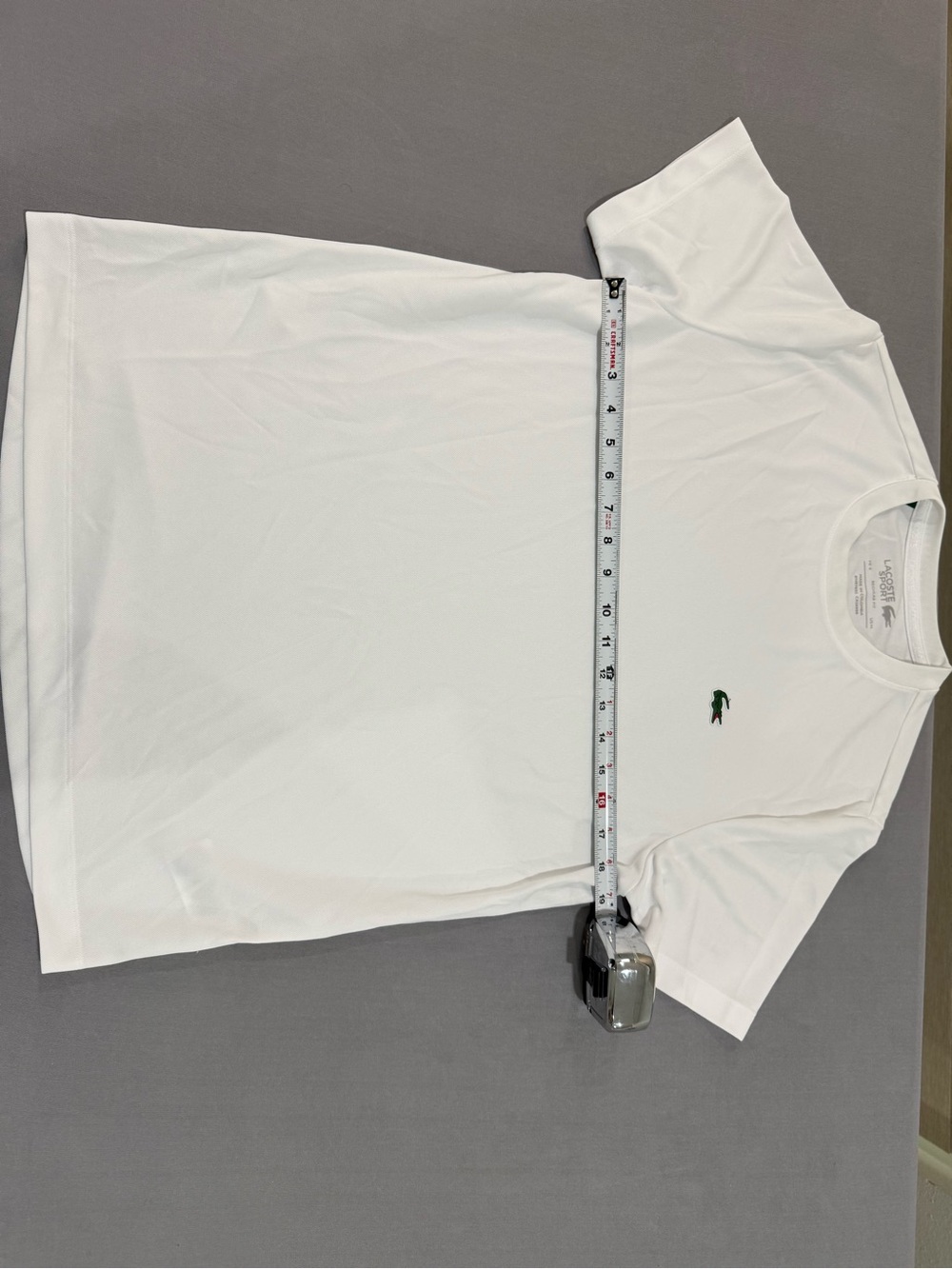 Lacoste White Short Sleeve Crew Neck T-Shirt with Green Crocodile Logo - Picture 2 of 6